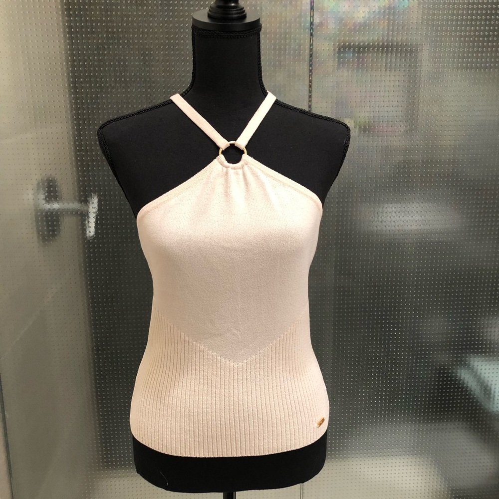 NWT ST. JOHN SPORT CREAM HALTER TOP